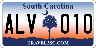 SC license plate ALV010
