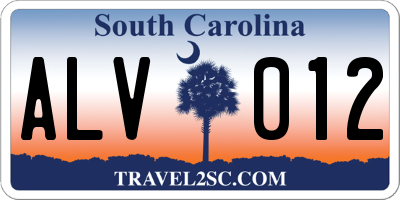 SC license plate ALV012