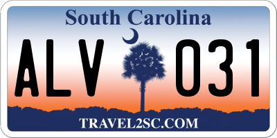 SC license plate ALV031