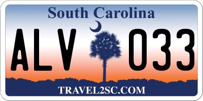 SC license plate ALV033
