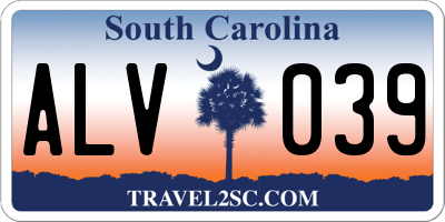 SC license plate ALV039