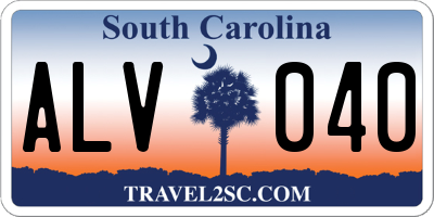 SC license plate ALV040