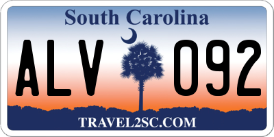 SC license plate ALV092