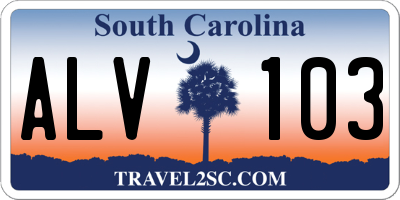 SC license plate ALV103