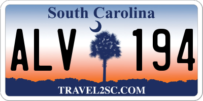 SC license plate ALV194