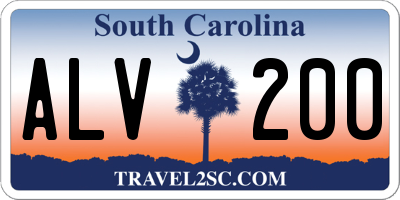 SC license plate ALV200