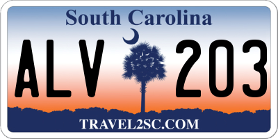 SC license plate ALV203