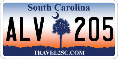 SC license plate ALV205
