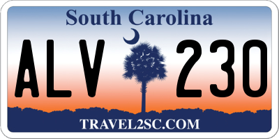 SC license plate ALV230