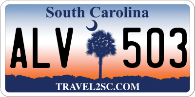 SC license plate ALV503