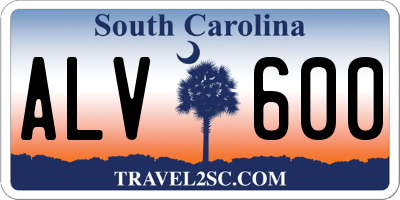 SC license plate ALV600