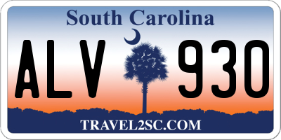 SC license plate ALV930