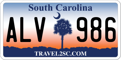 SC license plate ALV986