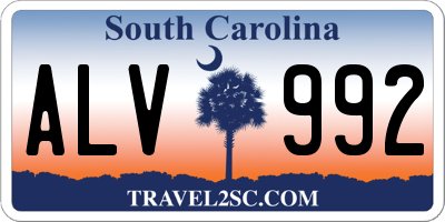 SC license plate ALV992