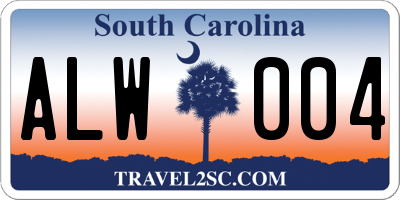 SC license plate ALW004