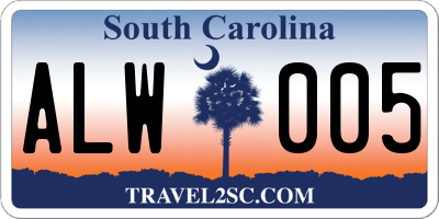 SC license plate ALW005