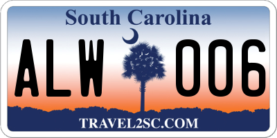SC license plate ALW006