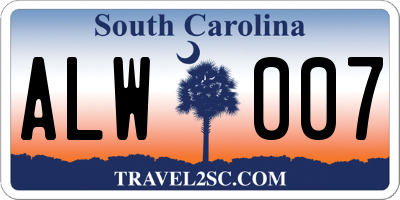 SC license plate ALW007