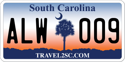 SC license plate ALW009