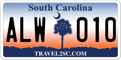 SC license plate ALW010
