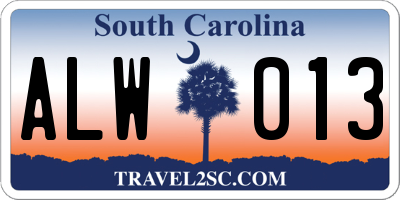SC license plate ALW013