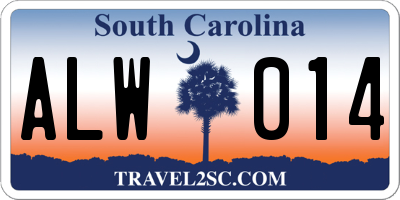 SC license plate ALW014