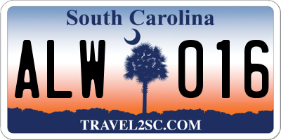 SC license plate ALW016