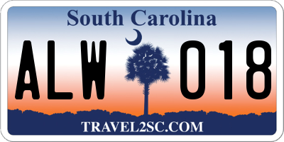 SC license plate ALW018