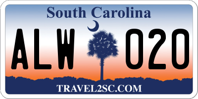 SC license plate ALW020