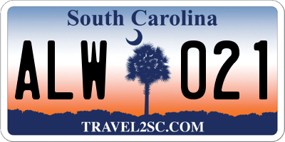 SC license plate ALW021