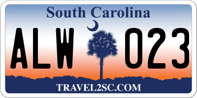 SC license plate ALW023