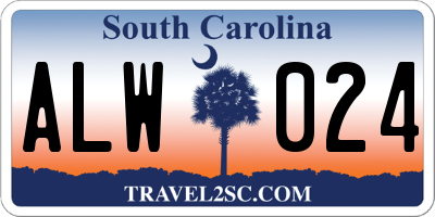 SC license plate ALW024