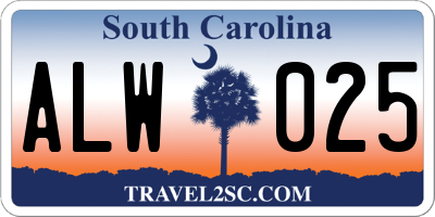 SC license plate ALW025