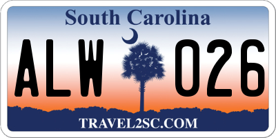 SC license plate ALW026