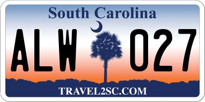 SC license plate ALW027