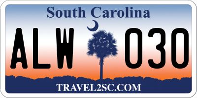 SC license plate ALW030