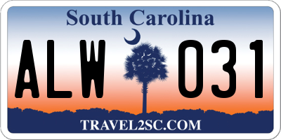 SC license plate ALW031