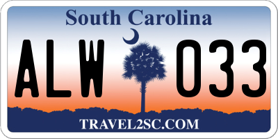 SC license plate ALW033