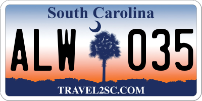 SC license plate ALW035