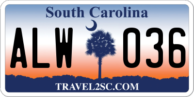 SC license plate ALW036