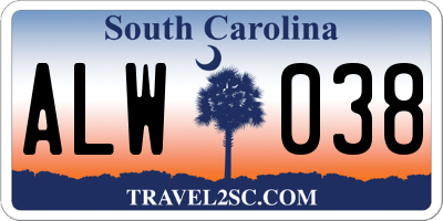 SC license plate ALW038