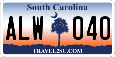 SC license plate ALW040