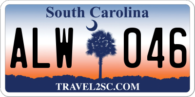 SC license plate ALW046