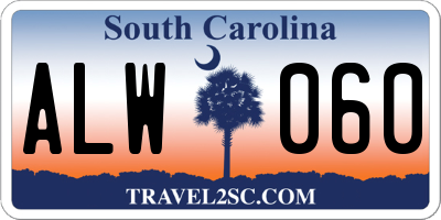 SC license plate ALW060