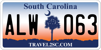 SC license plate ALW063