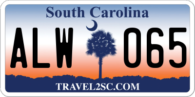 SC license plate ALW065