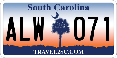 SC license plate ALW071