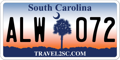 SC license plate ALW072