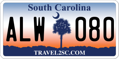 SC license plate ALW080