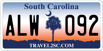 SC license plate ALW092